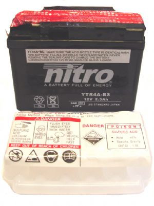 Nitro Accu YTR4A-BS 12volt HONDA SFX / X8R / BALI / SUZUKI STREETMAGIC