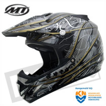 MT MX-1 Cross Helm Zwart Grijs